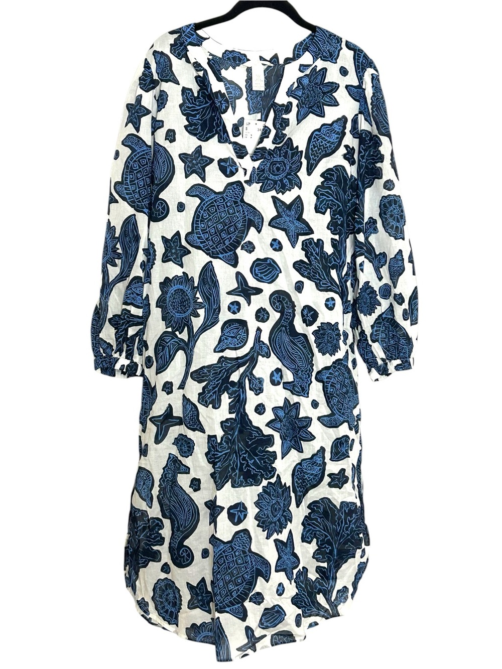 H&M Coastal Sea Life Print Midi Dress/coverup Size S NWT
